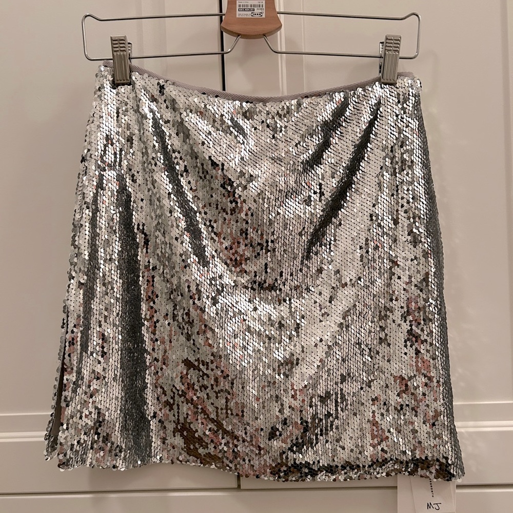 Silver Sequin Mini Skirt